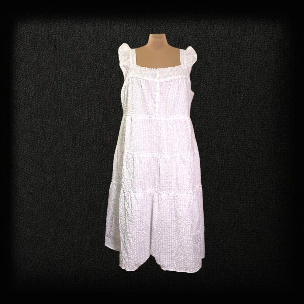 OLD NAVY White Tiered Flutter Sleeve Midi Swing Dress, NWOT! Size 3X